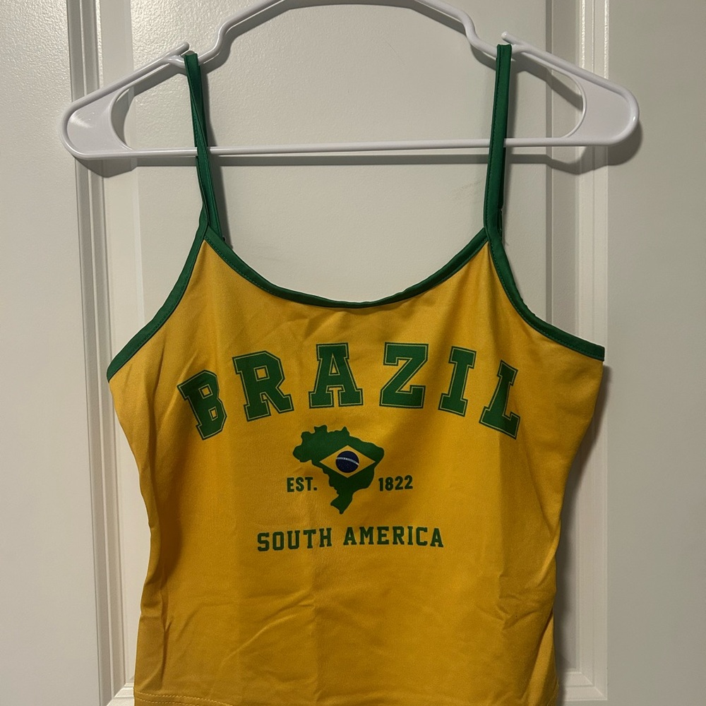 SHEIN Yellow Brazil Graphic Camisole